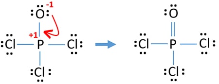 reduce charges on oxygen and phosphorus atoms in POCl3 lewis structure drawing